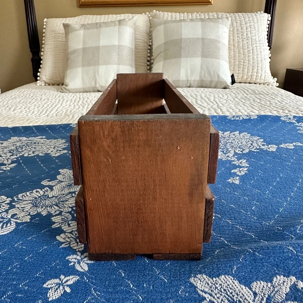 Vintage Wooden Planter/Storage Box with Blue and Yellow Floral Accents